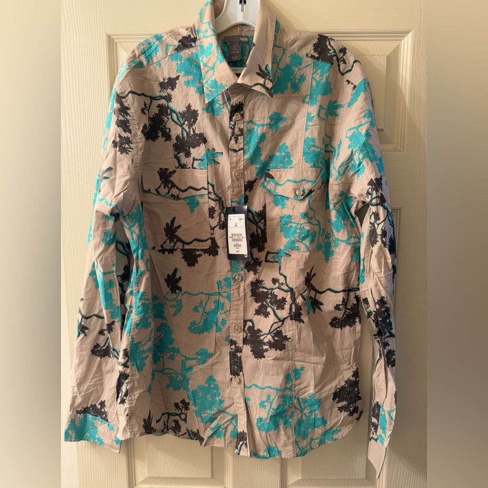 H&M Men's Leaf Print Shirt - XL
